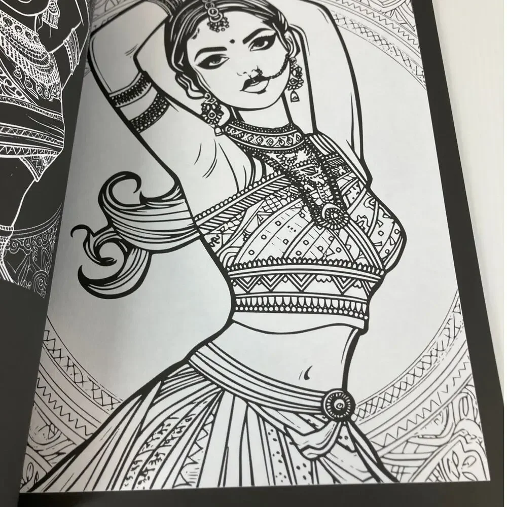 NWT Bollywood Beauties Adults Teens Coloring Book by Mina Miranda